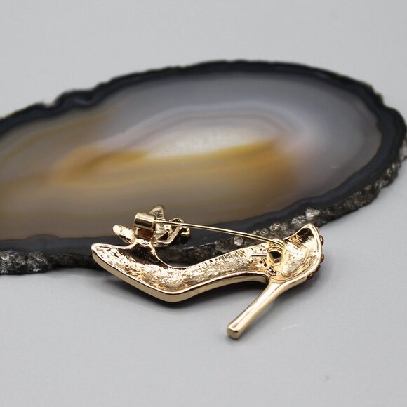 Heels shoes sexy jewelry brooch pin fashion gold tone red new adorable elegant - Picture 7 of 12